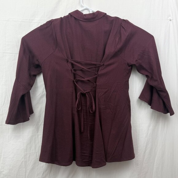 Torrid Fit & Flare Softest Flannel Acrylic Top Women +00 Sassafras Maroon - Picture 3 of 10